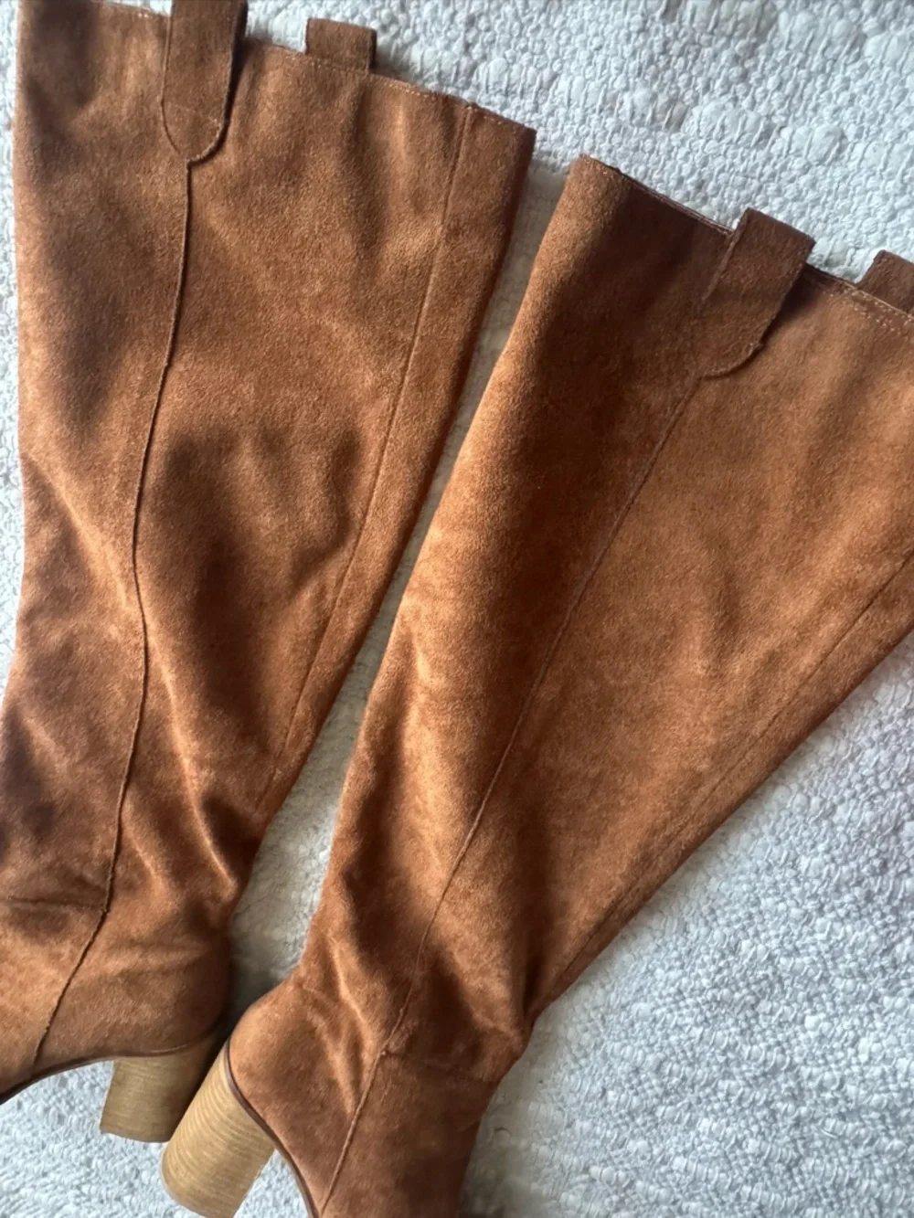 Mi.Im The Saint Handmade Suede Block Heel Tall Boots - Brown